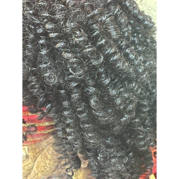 12" Afro Soft & Natural Kinky Curly w/ Bangs Wig Natural Black - Picture 6 of 8